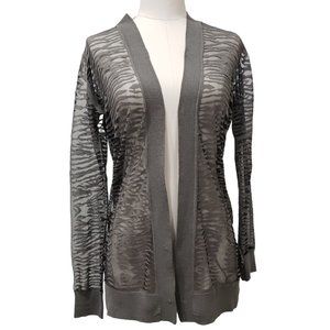 AllSaints Sheer Animal Print Cardigan Jacket Gray Black, Small